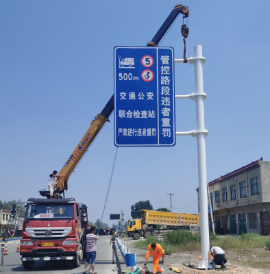 菏泽双悬臂标志杆、交通标志杆制作、门架立柱加工厂家
